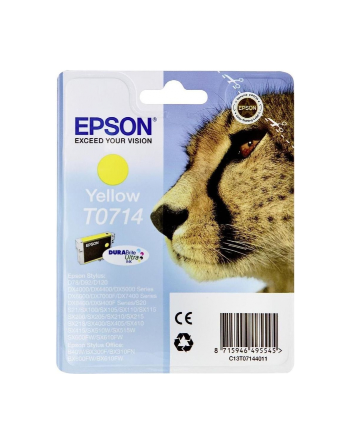 Tusz Epson T0714 yellow DURABrite BLISTER | Stylus D78/92/120/DX4000/4050/4400 główny
