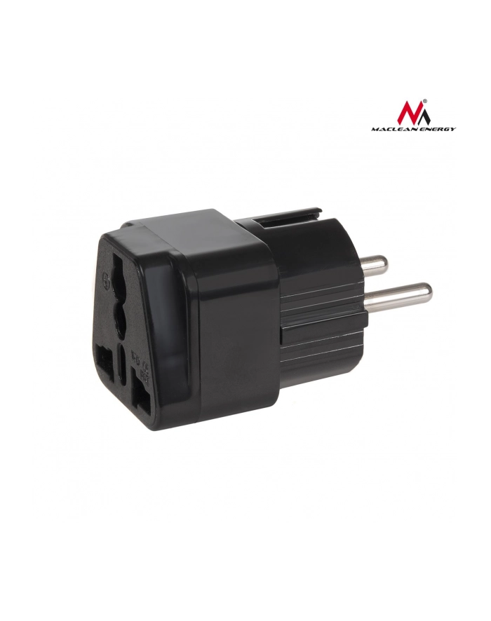 Maclean MCE155 Adapter gniazdo UK na wtyk EU uniwersalny czarny główny