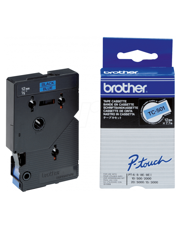 Taśma Brother 12mm BLACK ON BLUE TAPE główny