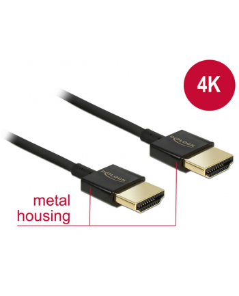 Delock Kabel High Speed HDMI with Ethernet HDMI AM > HDMI AM 3D 4K 0.5m Slim