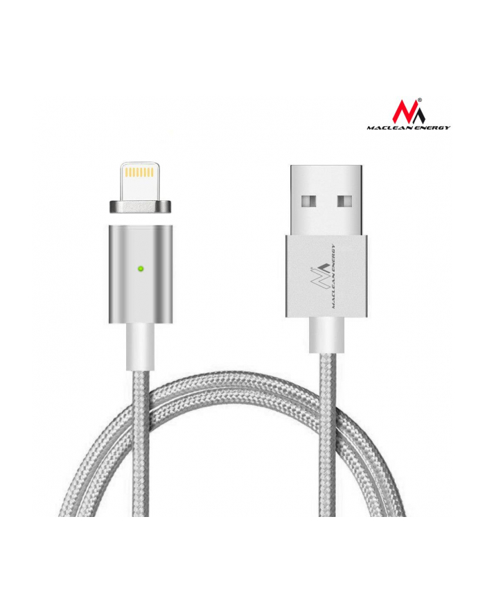 Maclean MCE161 Kabel lightning USB magnetyczny silver Quick & Fast Charge silver główny