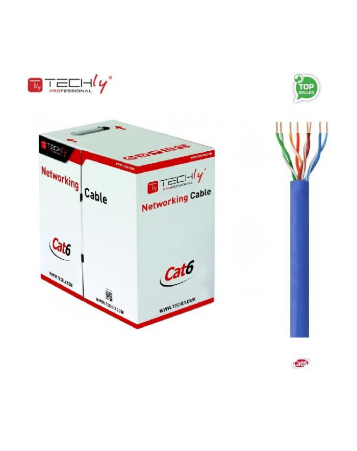 TechlyPro Kabel instalacyjny skrętka UTP Cat6 4x2 drut CCA 305m niebieski główny