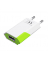 Techly Sieciowa ładowarka USB Slim 230V -> 5V/1A biało/zielona - nr 1