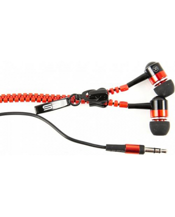 PLATINET sluchátka Zipper Wired Handsfree, 3,5mm jack, czerwony