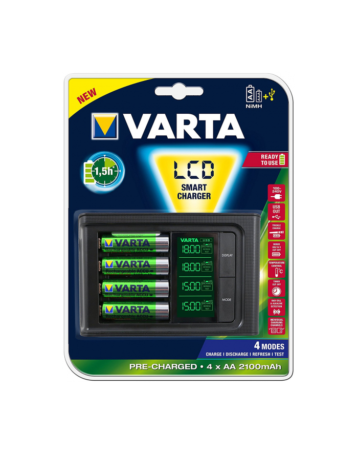 VARTA BATERIE Ładowarka VARTA LCD Smart Charger + 4 akumulatory AA 2100 mAh Ready To Use główny