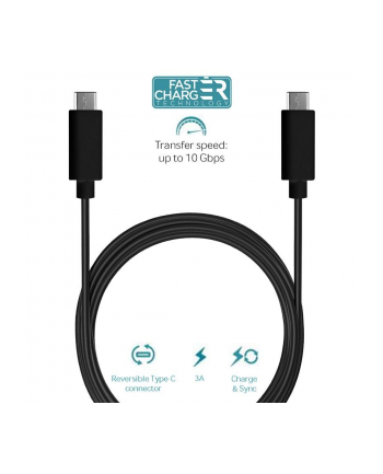 PURO Kabel USB-C 3.1 na USB-C 3.1 do ładowania & synchronizacji danych, 3A, 10 Gbps, 1 m (czarny)