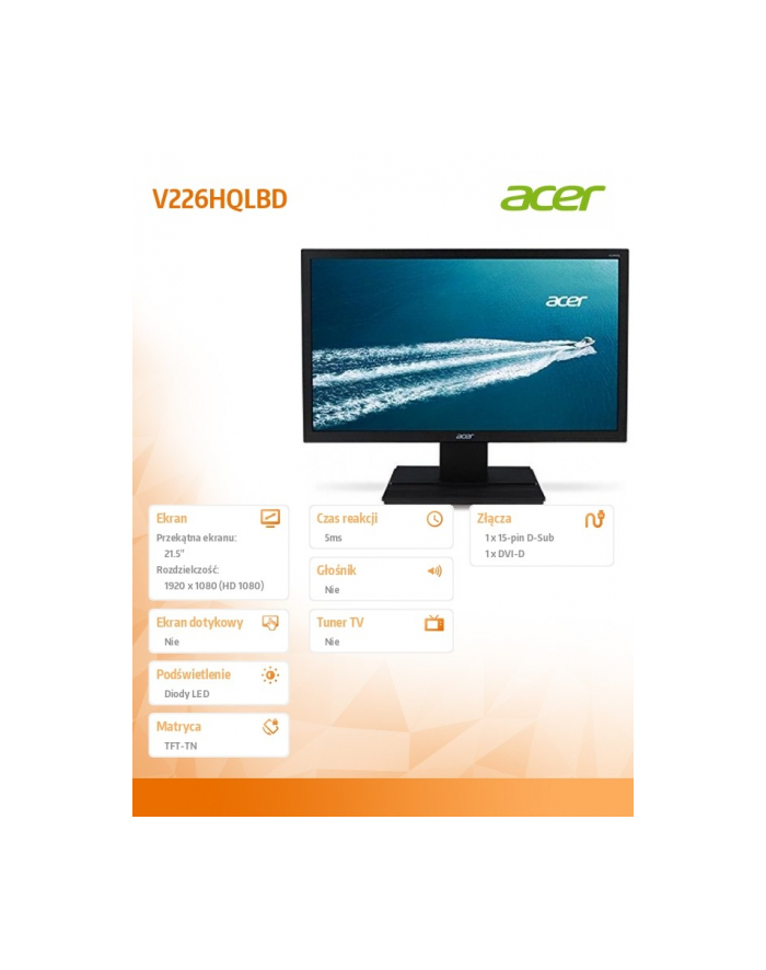 Acer 21.5'' V226HQLbd FHD 5ms 250cd 100M:1 DVI główny