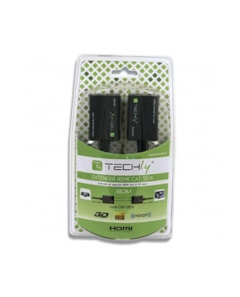 Extender HDMI Techly po skrętce Cat. 5e/6 do 30m, czarny