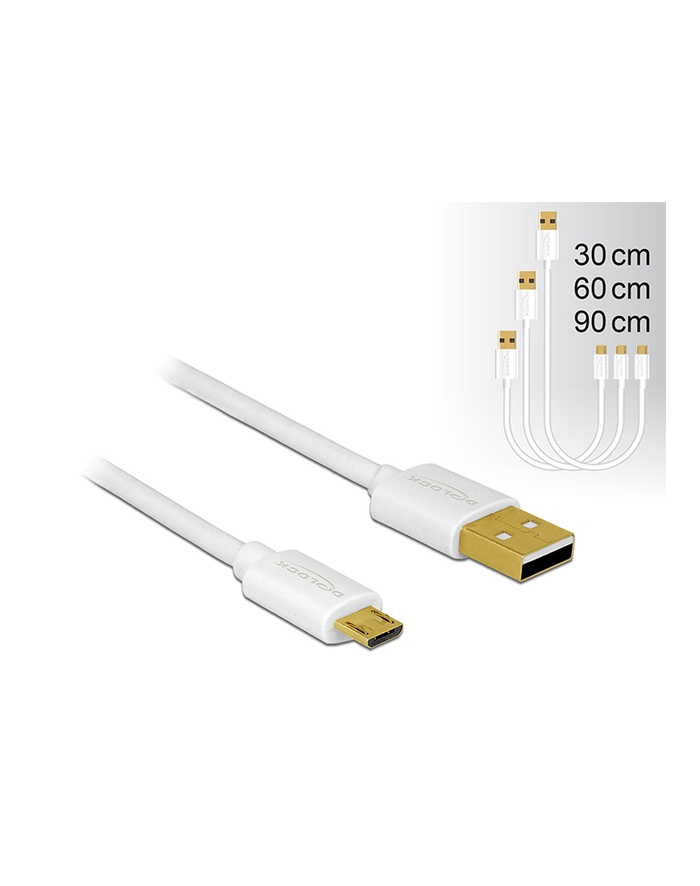 Kabel USB Delock micro AM-MBM5P USB 2.0 0.3m 0.6m 0.9m zestaw biały główny