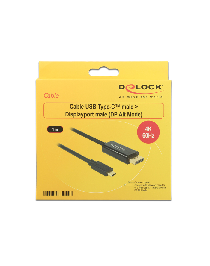 Kabel adapter Delock USB type-C(M) -> DisplayPort(M) 4K 60Hz 1m główny