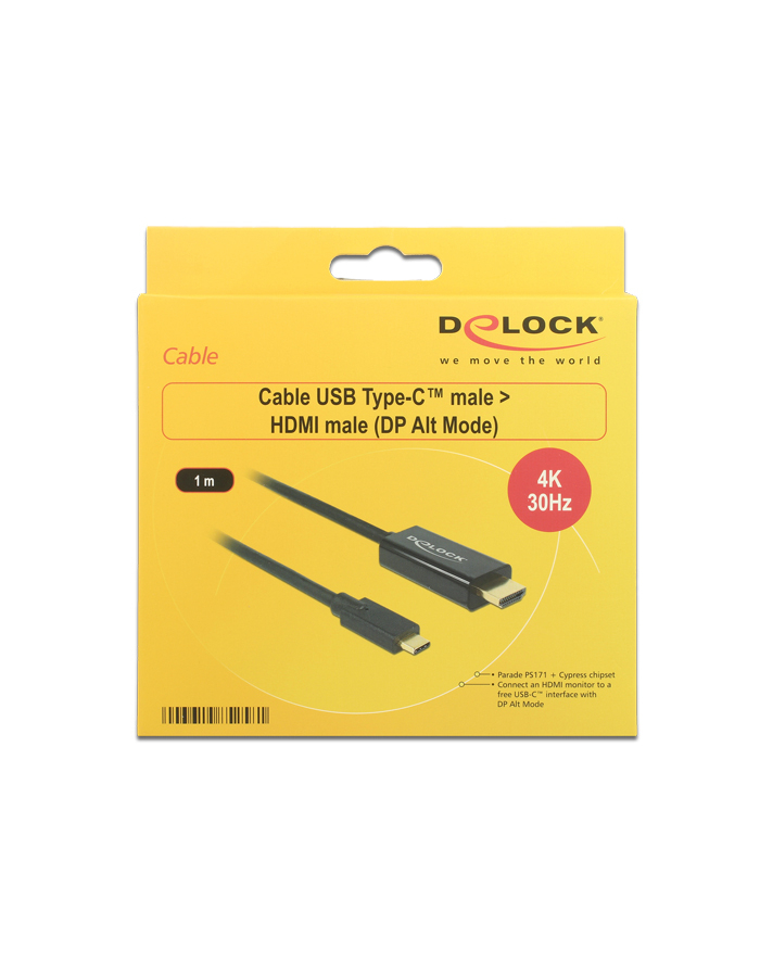 Kabel adapter Delock USB type-C(M) -> HDMI(M) 4K 30Hz 1m główny