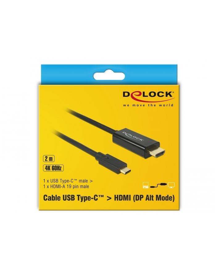 Kabel adapter Delock USB type-C(M) -> HDMI(M) 2m główny