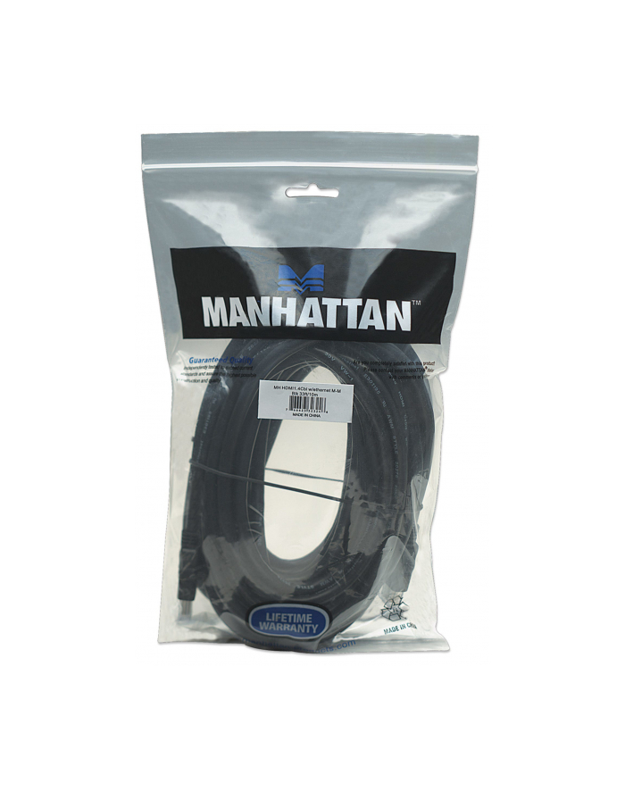 Kabel HDMI Manhattan HDMI/HDMI M/M 1.4 Ethernet, niklowane złącza, 10m, czarny główny