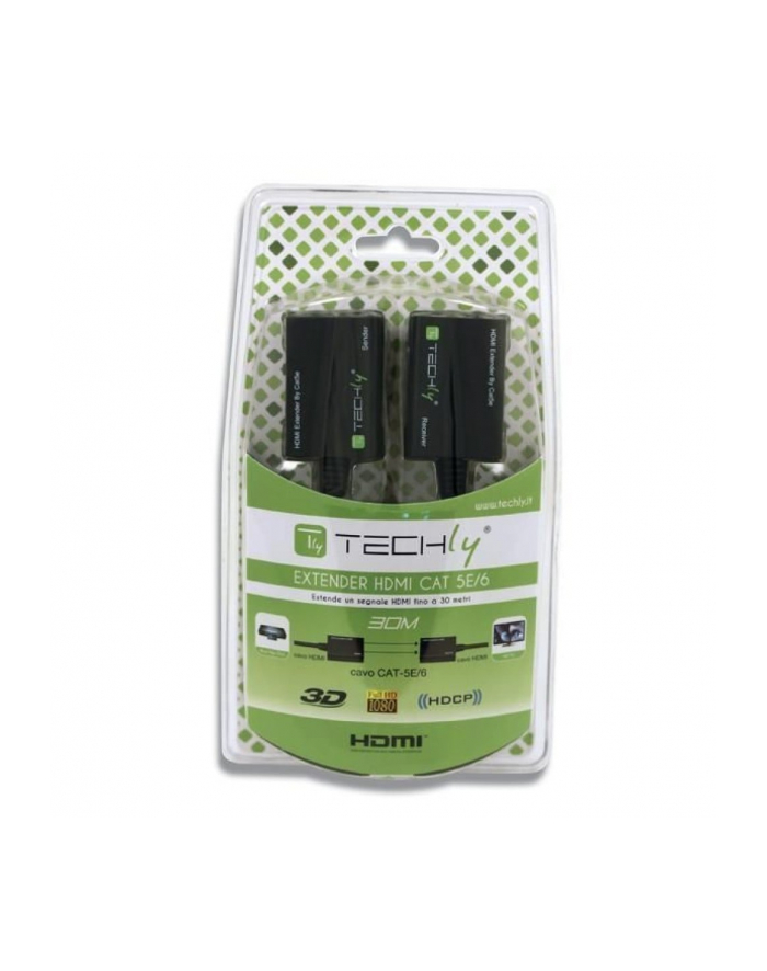 Extender HDMI Techly po skrętce Cat. 5e/6 do 30m, czarny główny