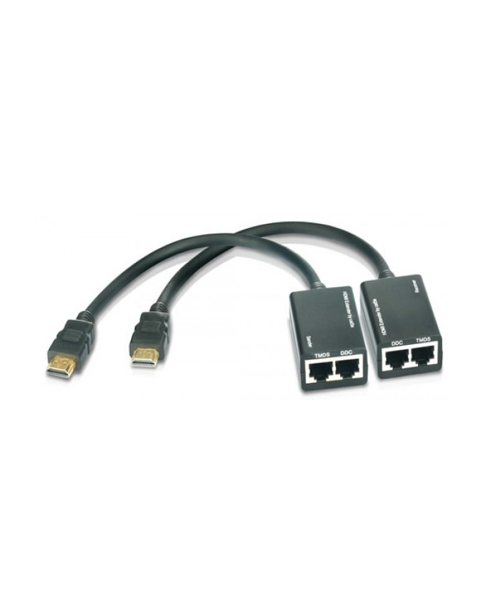 Extender HDMI Techly po skrętce Cat. 5e/6 do 30m, czarny główny