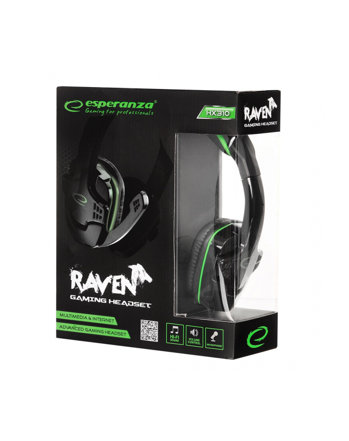 ESPERANZA EGH310G Słuchawki Stereo z Mikrofonem dla graczy - RAVEN - ZIELONE główny