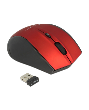 Mysz bezprzewodowa optyczna Delock 5-Button 2,4 GHz czarno-czerwona