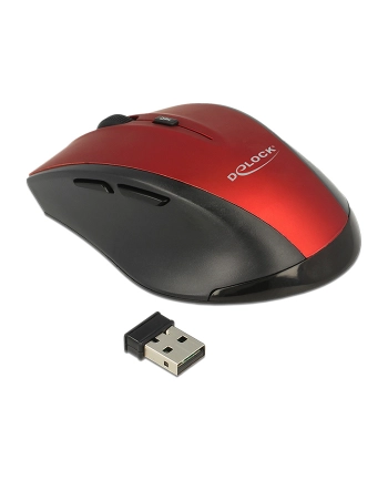 Mysz bezprzewodowa optyczna Delock 5-Button 2,4 GHz czarno-czerwona