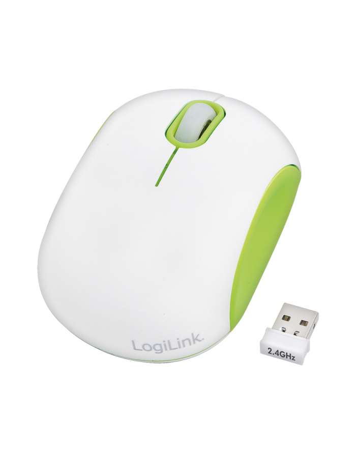 Mysz bezprzewodowa optyczna LogiLink ID0086A 2,4 GHz 1000 dpi biała/zielona główny
