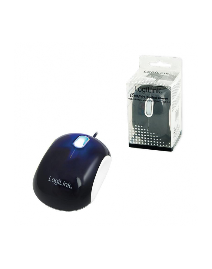 Mysz przewodowa optyczna LogiLink ID0095A USB, 1000 dpi, Mini, czarna/biała główny