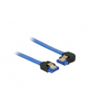 Delock kabel SATA 6 Gb/s prosto/kątowy lewo metal.zatrzaski 10cm niebieski - nr 1