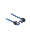 Delock kabel SATA 6 Gb/s prosto/kątowy lewo metal.zatrzaski 10cm niebieski - nr 2