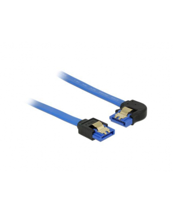 Delock kabel SATA 6 Gb/s prosto/kątowy lewo metal.zatrzaski 10cm niebieski