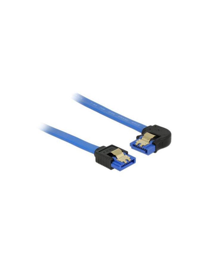 Delock kabel SATA 6 Gb/s prosto/kątowy lewo metal.zatrzaski 10cm niebieski główny