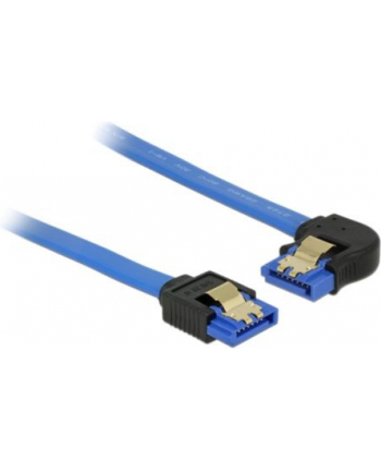 Delock kabel SATA 6 Gb/s prosto/kątowy lewo metal.zatrzaski 50cm niebieski