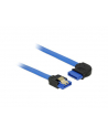 Delock kabel SATA 6 Gb/s prosto/kątowy prawo metal.zatrzaski 20cm niebieski - nr 1