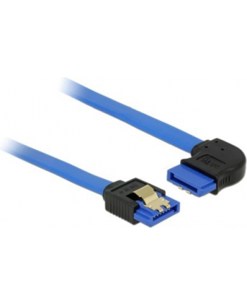 Delock kabel SATA 6 Gb/s prosto/kątowy prawo metal.zatrzaski 20cm niebieski