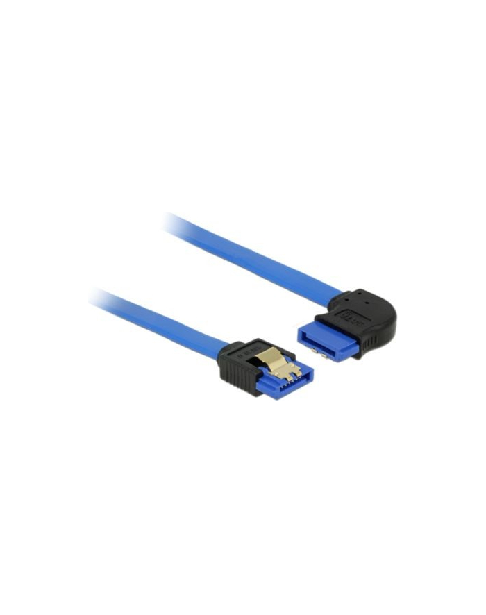 Delock kabel SATA 6 Gb/s prosto/kątowy prawo metal.zatrzaski 20cm niebieski główny