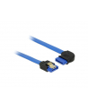 Delock kabel SATA 6 Gb/s prosto/kątowy prawo metal.zatrzaski 30cm niebieski - nr 2