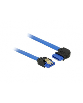 Delock kabel SATA 6 Gb/s prosto/kątowy prawo metal.zatrzaski 50cm niebieski