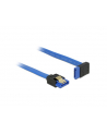 Delock kabel SATA 6 Gb/s kątowy prosto/góra metal.zatrzaski 20cm niebieski - nr 1