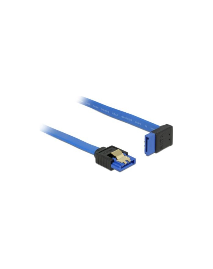 Delock kabel SATA 6 Gb/s kątowy prosto/góra metal.zatrzaski 20cm niebieski główny