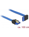 Delock kabel SATA 6 Gb/s kątowy prosto/góra metal.zatrzaski 100cm niebieski - nr 10