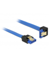 Delock kabel SATA 6 Gb/s kątowy prosto/dół metal. zatrzaski 10cm niebieski - nr 1