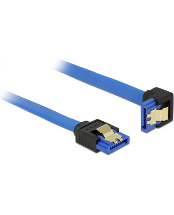 Delock kabel SATA 6 Gb/s kątowy prosto/dół metal. zatrzaski 30cm niebieski