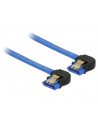 Delock kabel SATA 6 Gb/s kątowy prawo/prawo metal. zatrzaski 10cm niebieski - nr 1