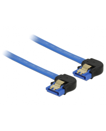 Delock kabel SATA 6 Gb/s kątowy prawo/prawo metal. zatrzaski 10cm niebieski