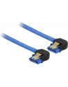 Delock kabel SATA 6 Gb/s kątowy prawo/prawo metal. zatrzaski 10cm niebieski - nr 6