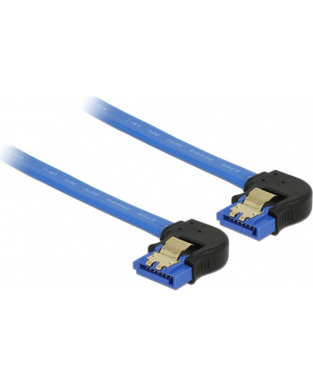 Delock kabel SATA 6 Gb/s kątowy prawo/prawo metal. zatrzaski 20cm niebieski