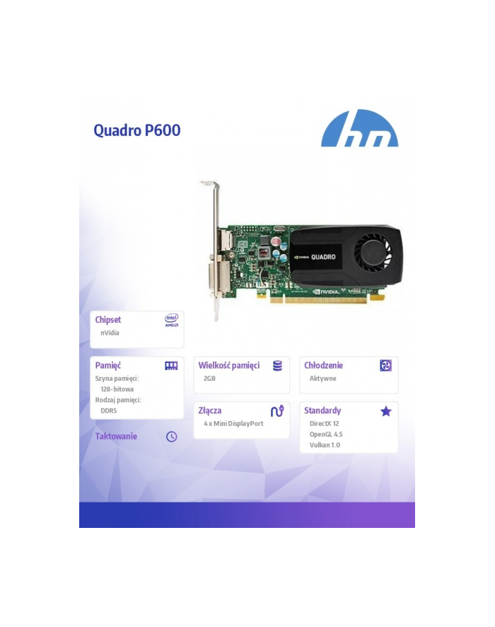 HP Inc. NVIDIA Quadro P600 2GB Kit 1ME42AA główny