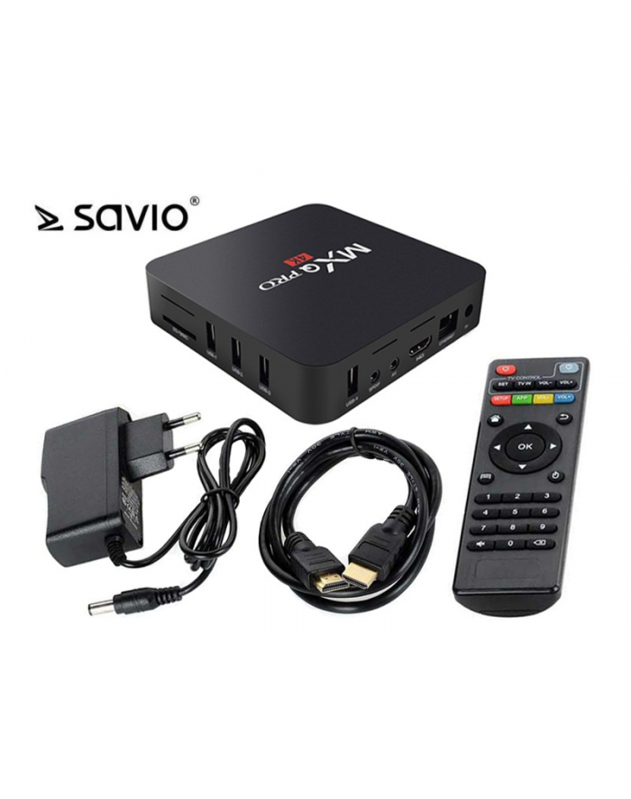 SAVIO TVBOX-01, Android 6.0, HDMI v 2.0, 4K UHD, 4xUSB, WiFi, SD/MMC główny