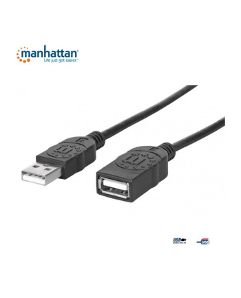 Kabel przedłużający USB Manhattan USB 2.0 A-A M/F, 3m, czarny