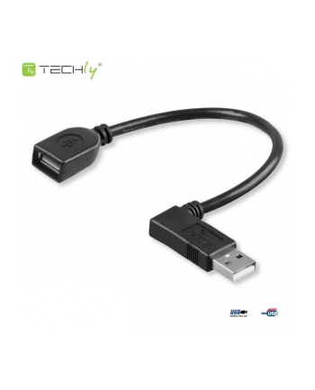 Kabel USB Techly USB 2.0 A-A M/F kątowy, 15cm