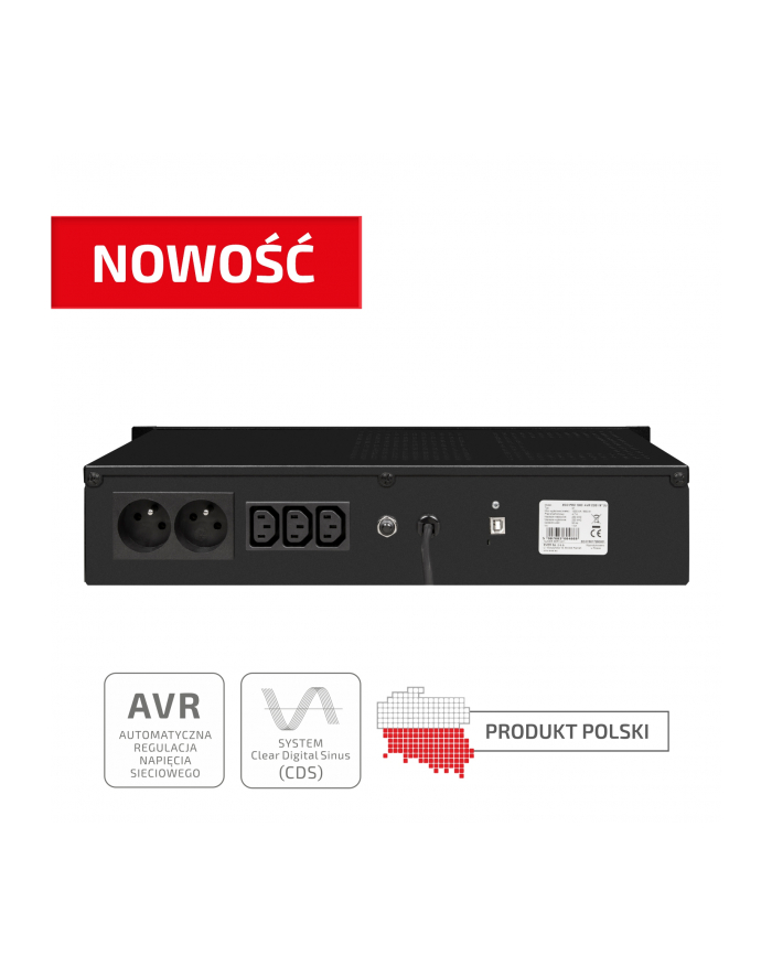Zasilacz awaryjny Ever ECO Pro 700VA AVR 3xIEC 2xPL Sin USB rack główny