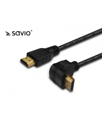 Elmak SAVIO CL-108 Kabel HDMI złoty v2.0, 3D, 4Kx2K, miedź, 1.5m, kątowy, blister