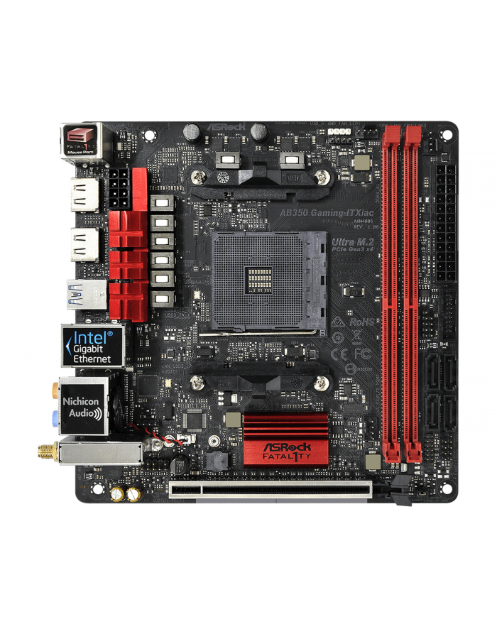 ASRock MB Sc AM4 Fatal1ty AB350 Gaming-ITX/ac, AMD B350, 2xDDR4, VGA, mini-ITX główny